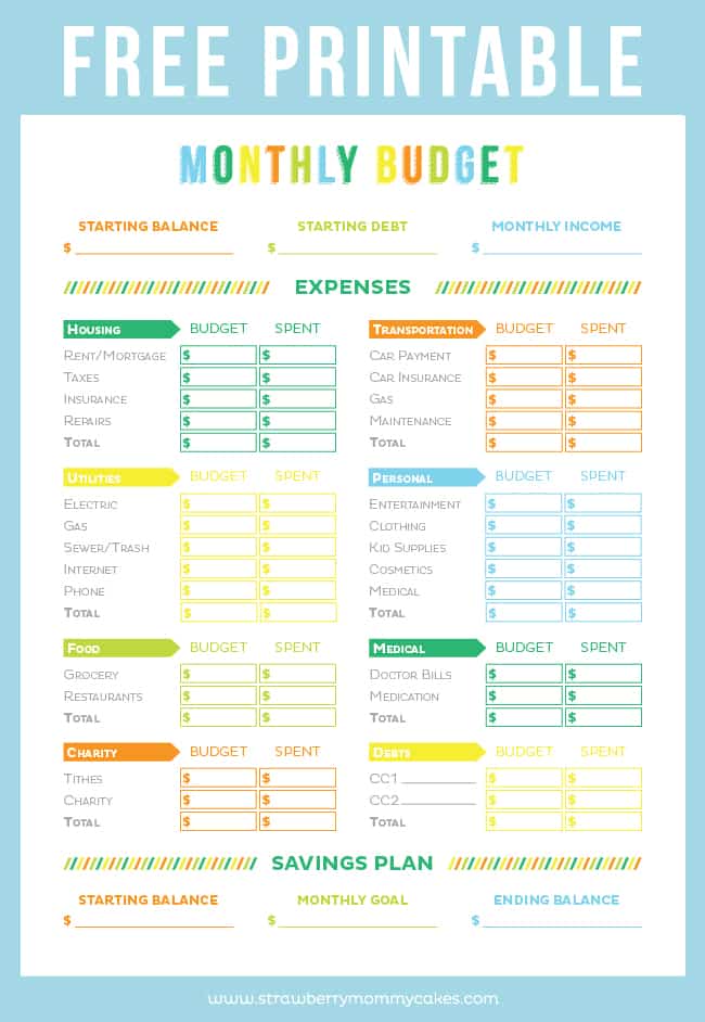 Printable Budget Sheet from Printable Crush