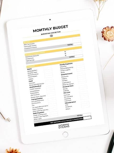 Free Printable Budget Template from Gathering Dreams