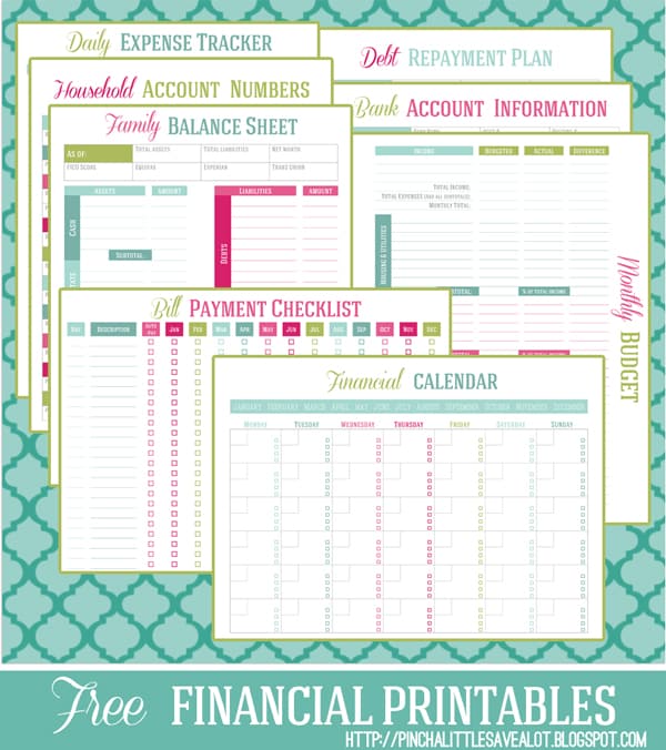 free financial printable and budget worksheet