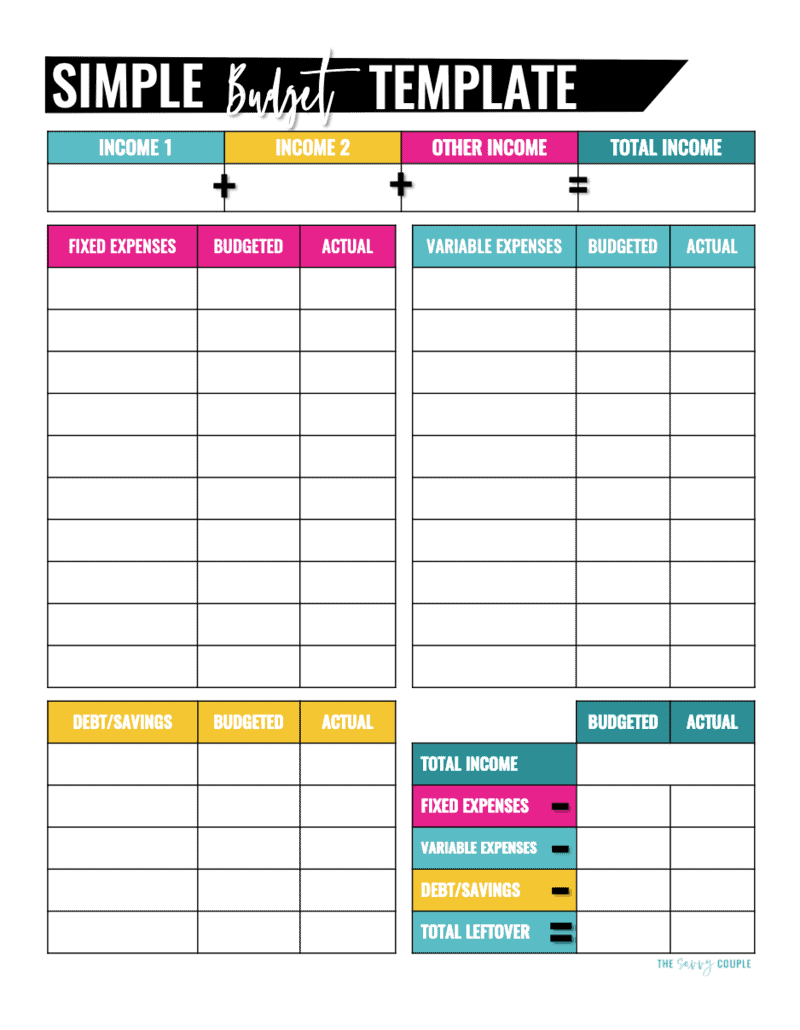 simple monthly budget planner